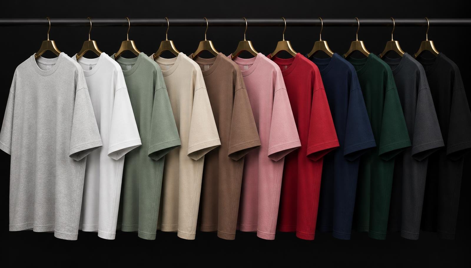 Available stock colours for Arrows Attire oversized t-shirts